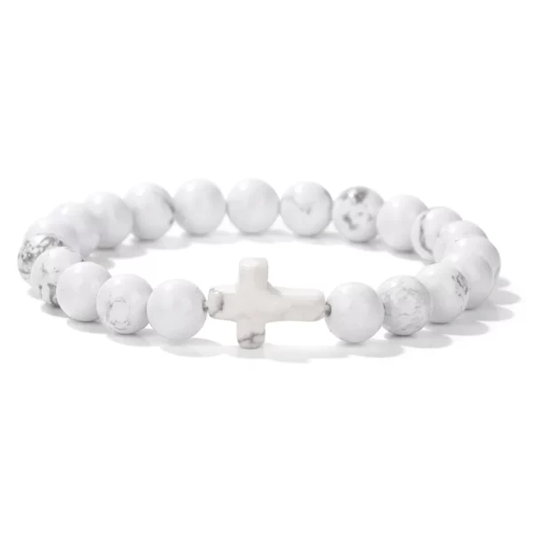 Croix opale pierre perles Bracelets pour Femme hommes prière Protection âme énergie guérison Quart Bracelet Yoga bijoux Homme Pulsera – Image 18