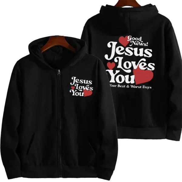 Sweat à capuche de santé mentale chrétienne, sweat-shirt de foi preppy, vêtements chrétiens, vestes zippées, jésus t'aime, combinaison, Y2K