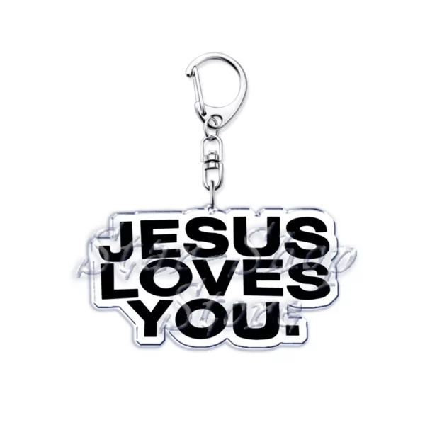 Jésus vous aime lettre porte-clés dieu chrétien Bible citation porte-clés pour accessoires sac pendentif porte-clés bijoux Fans amant cadeau – Image 6