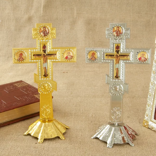 Croix orthodoxe en alliage de Zinc, croix de jésus, Crucifix russe, croix murale orthodoxe, églises, fonctionnalités de mariage, 7,3 pouces x 3,9 pouces, jésus orthodoxe – Image 2