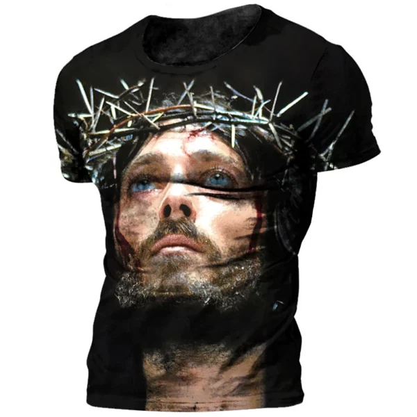 T-shirt à Manches Courtes et Col Ras du Cou pour Homme, Vêtement Décontracté à vaccage Rapide, avec Impression 3D de Jésus Dieu, à la Mode, Nouvelle Collection Été – Image 37
