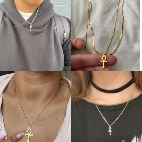 Lucktune Ankh croix amulette égyptienne collier en acier inoxydable clé de la vie symbole Crucifix pendentif collier femmes Religion bijoux – Image 3