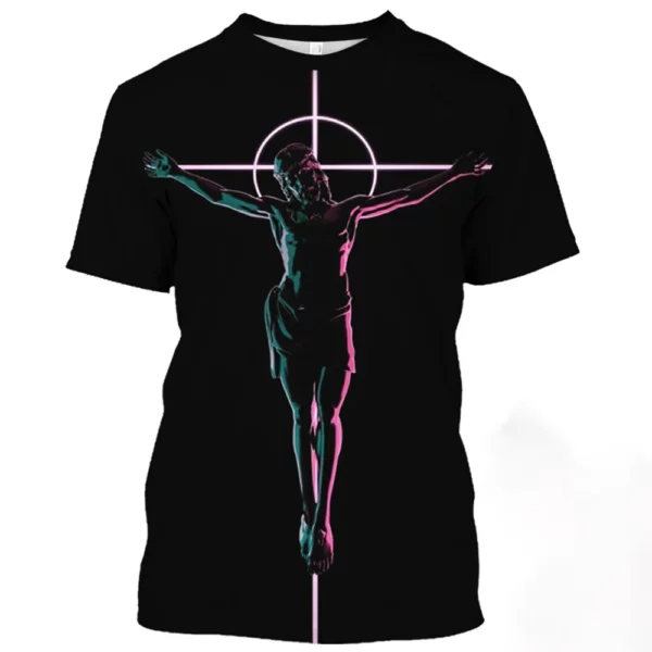 Jésus chrétien croix catholique t-shirts pour hommes dieu imprimer décontracté à manches courtes surdimensionné T-shirt Harajuku unisexe col rond t-shirts – Image 7