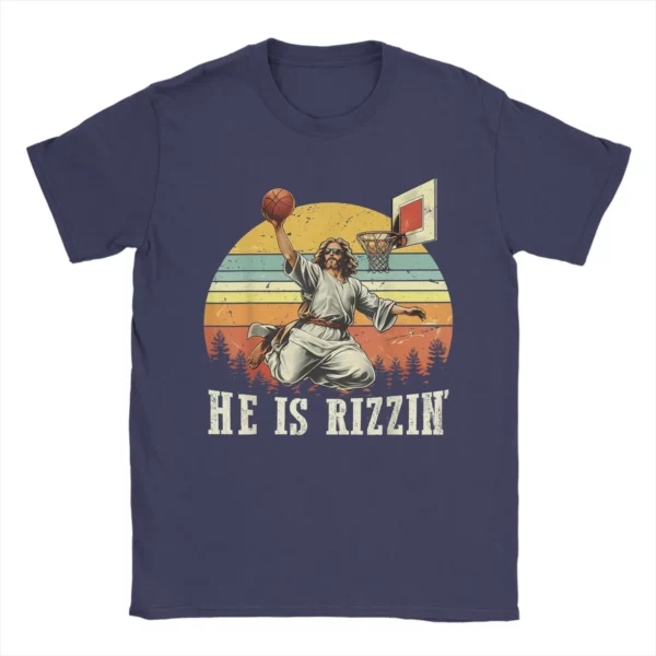 Drôle il est Rizzin coton T-Shirt pour homme été jésus jouant au basket-ball chrétien Vintage T-Shirts Harajuku T-Shirt grande taille – Image 13