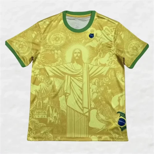 Meilleure vente d'été imprimé en 3D Brésil édition spéciale Jésus T-shirt pour hommes en jersey de football de sport respirant à séchage rapide. – Image 4
