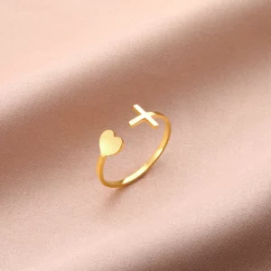 Sipuris – bagues ouvertes en forme de cœur pour femmes, en acier inoxydable, tendance, croix de jésus, couleur or, bijoux, cadeaux de saint valentin