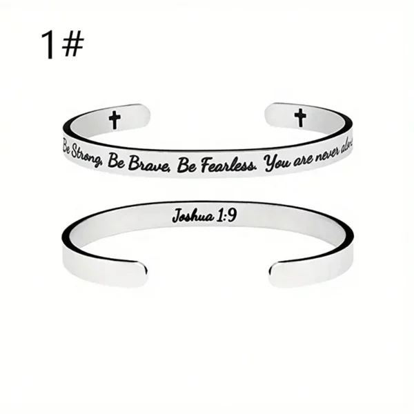 Citation jésus écriture chrétienne verset de la Bible Bracelet manchette ouverte en acier inoxydable Bracelet et bracelets croisés – Image 4