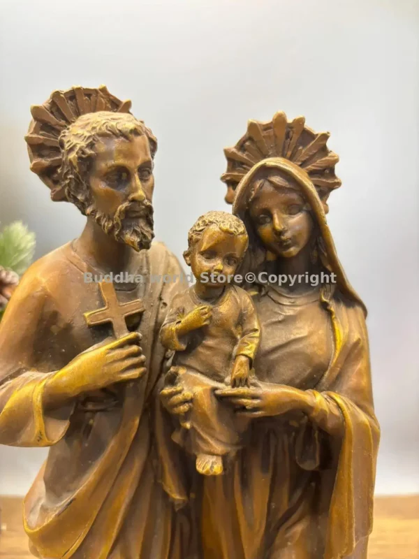 Christianisme catholicisme chrétien bronze sculpture statue religieuse sainte famille cuivre Madonna Mary cuivre jésus statue – Image 3