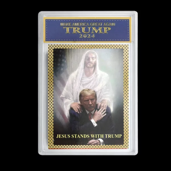 Carte de note en papier Donald Trump 2024, président américain, supports de jésus avec Trump Make America Great Again, cadeau de Collection de cartes à collectionner – Image 3