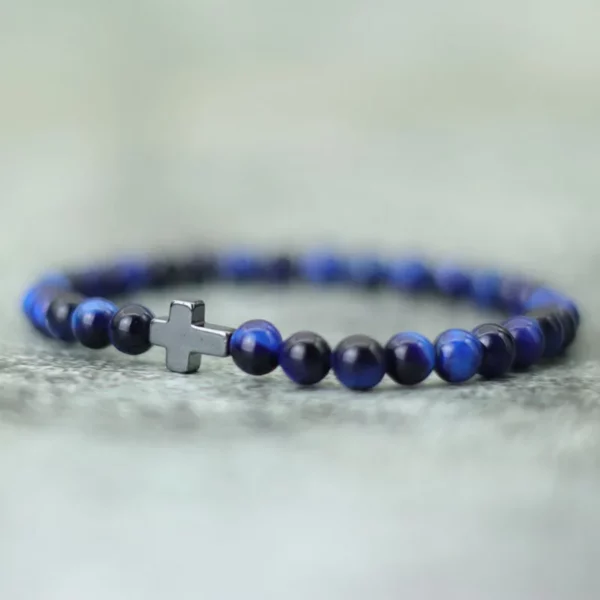 Bracelet croisé minimaliste pour hommes, 6mm, yeux de tigre naturels, pierre, cadeau pour lui, accessoires de Camping, Bileklik Erkek Pulseira – Image 8