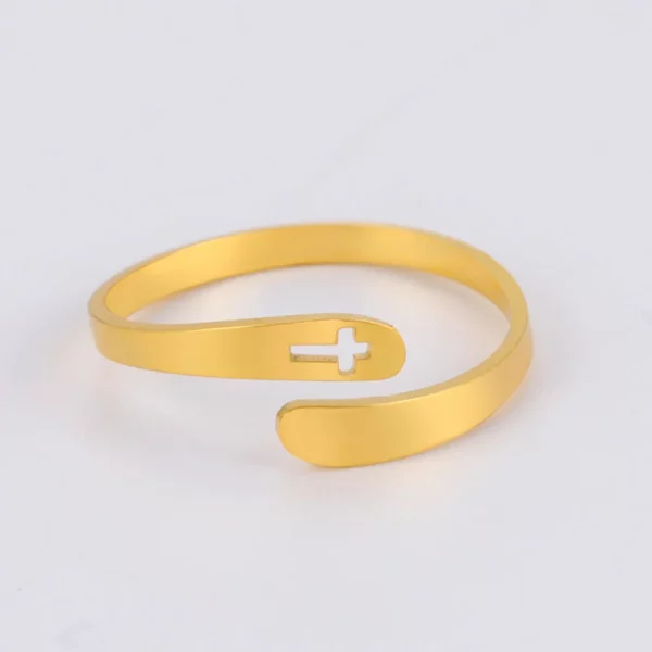 COOLTIME croix anneaux en acier inoxydable pour femmes taille réglable bague bijoux fiançailles anniversaire cadeau 2025 nouveau – Image 19