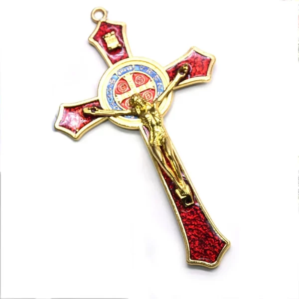 Pendentif croix de Saint benoît, 12x7cm, jésus-Christ, Religion, prière, fournitures de décoration – Image 2