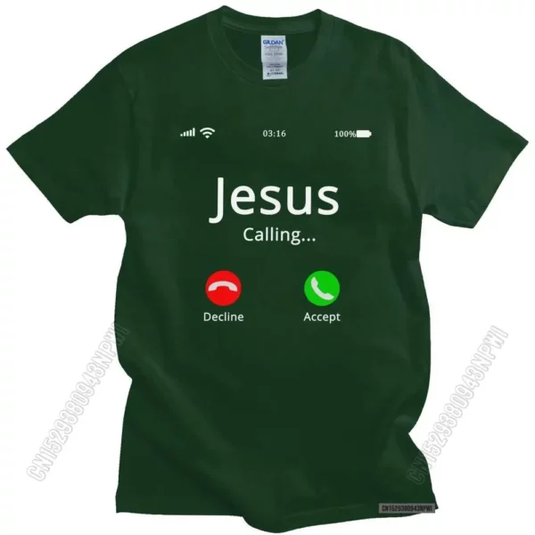 T-shirt homme 100% coton, humoristique et religieux, Jésus appelle le Christ, chrétien, Bible, cadeau – Image 7