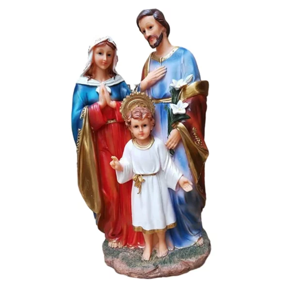 Statue de la Sainte Famille avec figurine d'enfant, figurines de Marie Joseph, figurine de Jésus, art religieux à collectionner, table, voiture – Image 3