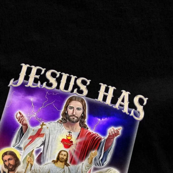Hommes femmes jésus a Rizzen Rizz Humor Christ Gag cadeau T-Shirts vêtements coton drôle catholique jésus Meme T-Shirts t-shirt vêtements – Image 4