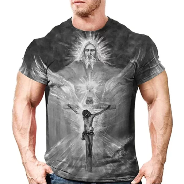 T-shirt vintage Jésus Christ pour hommes, vêtements pour hommes, haut précieux, impression HD, décontracté, manches courtes, rue, t-shirts de haute qualité – Image 3
