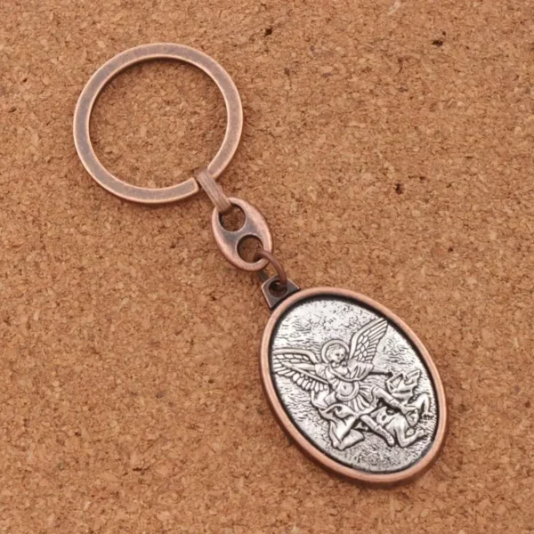Porte-clés Saint Saint Michael, mousqueton inspirant, médaille, Protection pour voyageurs, Durable, Protection croisée démon, K1746, 1 pièce – Image 12