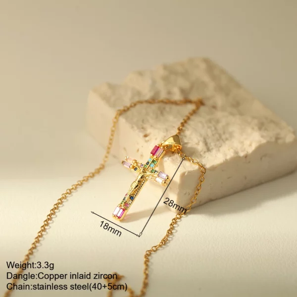 Croix Collier Pour Les Femmes Bohème Jésus Vierge Marie Choker Boho Zircon Colliers En Acier Inoxydable Longue Chaîne Nouveau Dans le cou Bijoux – Image 36