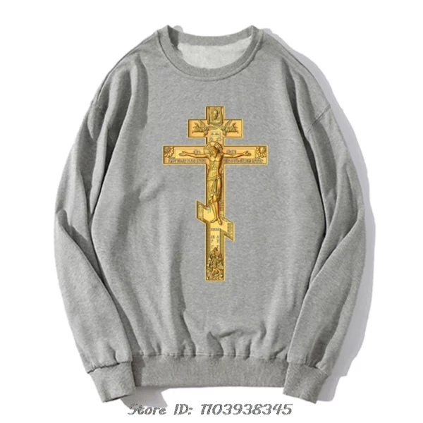 Jésus Christ Pantocrator icône Sinai orthodoxe sweat à capuche surdimensionné graphique chrétien sweat couverture en coton Streetwear hommes vêtements – Image 16