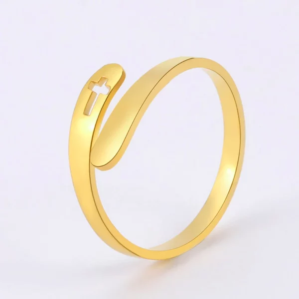 COOLTIME croix anneaux en acier inoxydable pour femmes taille réglable bague bijoux fiançailles anniversaire cadeau 2025 nouveau – Image 18