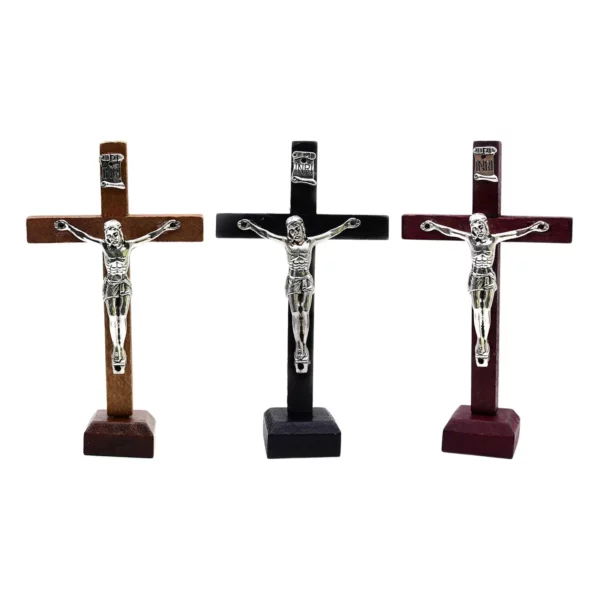 Décor de table Crucifix, croix en bois de 4 pouces, Statue de jésus pour cadeaux de décoration – Image 6