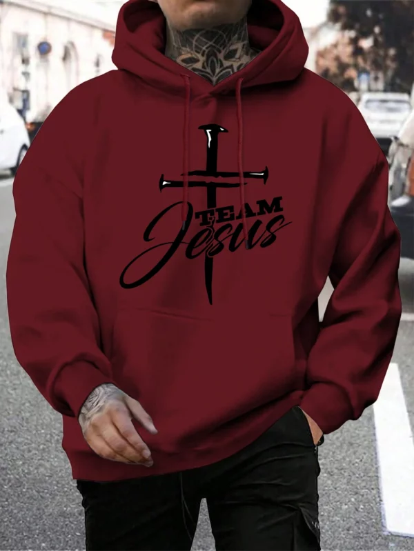 Sweat-shirt à capuche pour hommes, Design de l'équipe de jésus imprimé, mode chaude, décontracté, avec poches, grande taille, Streetwear, automne – Image 9