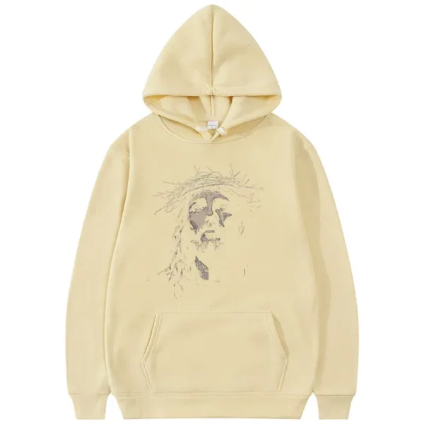 Sweat à capuche avec visage Vintage de jésus pour hommes et femmes, sweat-shirt religieux chrétien, gothique Rock, pull surdimensionné, Streetwear esthétique – Image 5