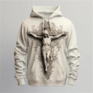 Automne Vintage jésus croix impression 3D sweats à capuche hommes femmes mode pulls décontractés sweat à capuche surdimensionné pulls survêtement vêtements