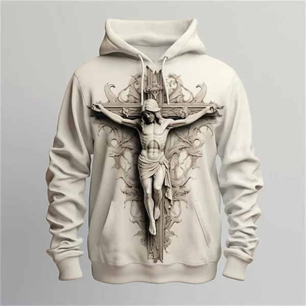 Automne Vintage jésus croix impression 3D sweats à capuche hommes femmes mode pulls décontractés sweat à capuche surdimensionné pulls survêtement vêtements