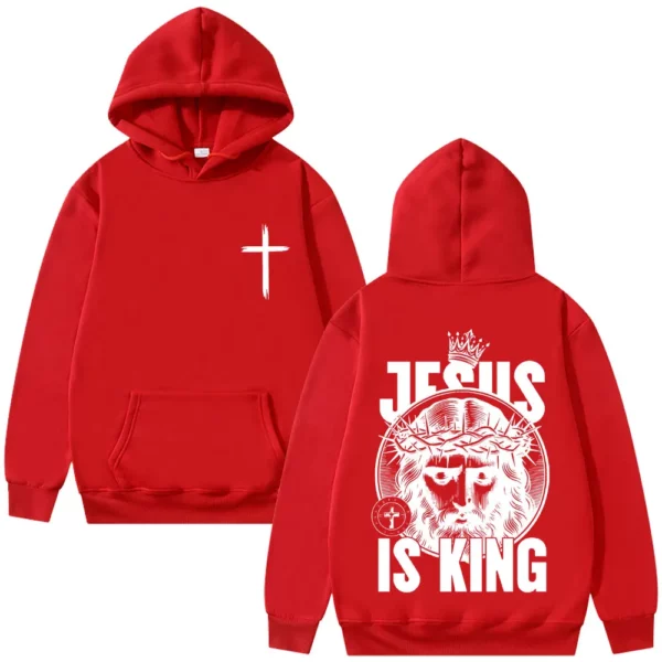 Christian jésus est roi sweat à capuche graphique hommes femmes Hip Hop mode Vintage surdimensionné Streetwear unisexe polaire coton sweat – Image 7