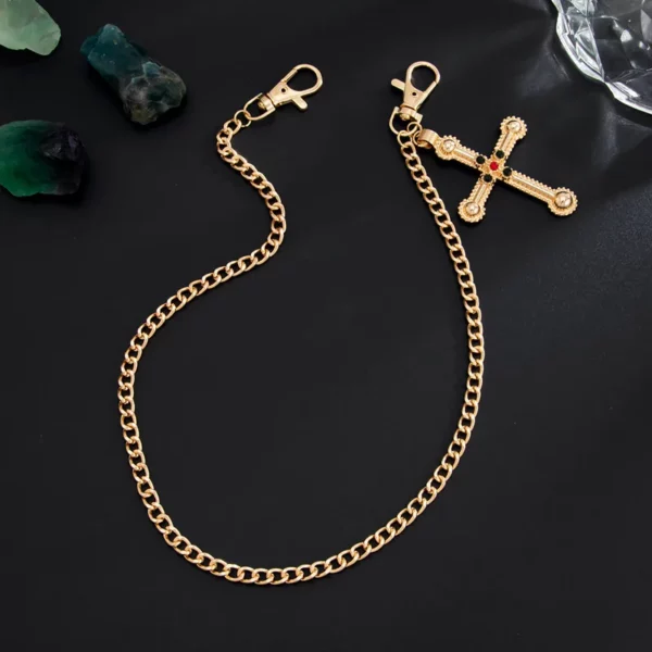52CM Punk croix jésus pendentif porte-clés pour hommes Rock Goth pantalon taille ceinture portefeuille sac chaîne jean pantalon mâle bijoux Grunge – Image 7