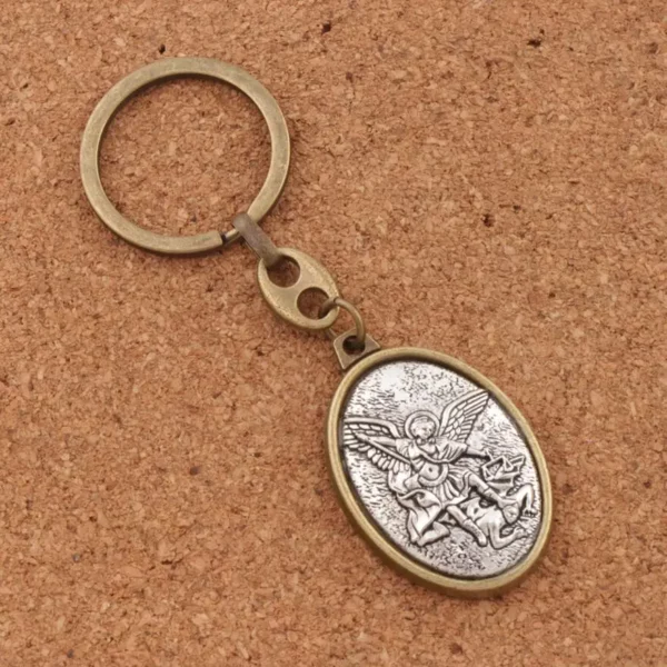 Porte-clés Saint Saint Michael, mousqueton inspirant, médaille, Protection pour voyageurs, Durable, Protection croisée démon, K1746, 1 pièce – Image 7