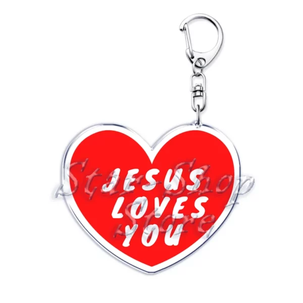 Jésus vous aime lettre porte-clés dieu chrétien Bible citation porte-clés pour accessoires sac pendentif porte-clés bijoux Fans amant cadeau – Image 21