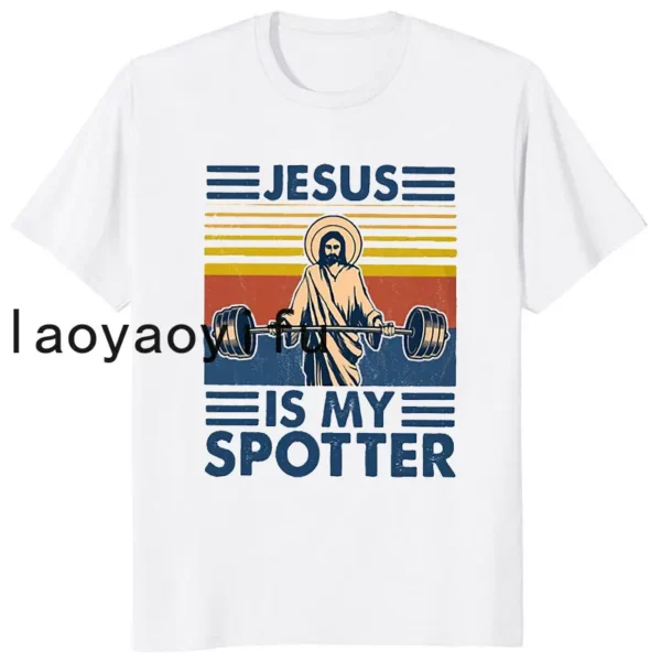 Rétro Vintage jésus Christ gymnase t-shirts hommes pur foi chrétienne t-shirt haut à manches courtes drôle imprimé graphique t-shirt cadeau – Image 19