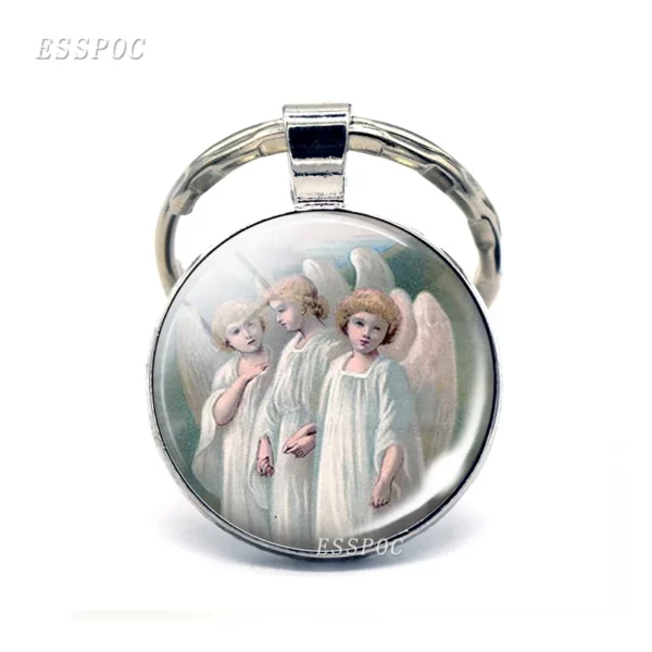 Saint Anthony porte-clés Saint porte-clés médaille d'amour cadeaux chrétiens Cabochon religieux bijoux religieux porte-clés anneau – Image 17