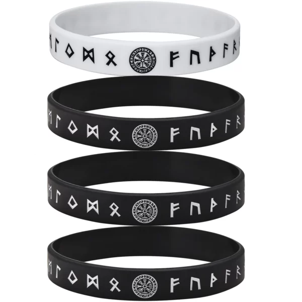 Vnox – Bracelet en Silicone pour hommes, 12mm, Bracelet en caoutchouc souple, boussole Viking nordique Rune Almut, ensemble de bracelets – Image 8