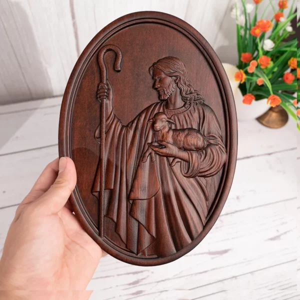 Décoration murale religieuse de berger de jésus, figurine catholique d'icône du Christ – Image 10