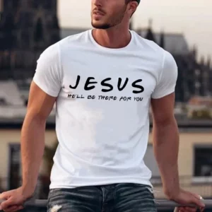 T-shirt en coton graphique chrétien pour hommes, Jésus, il sera là pour vous, Y-Tee, vêtements du jour de Pâques, vêtements religieux pour hommes