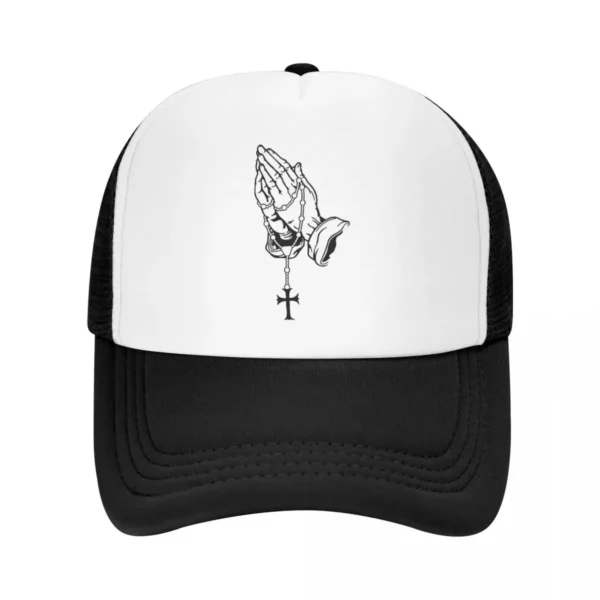 Casquette de camionneur réglable pour adultes, chapeaux Snapback Hip Hop, Jésus, Marie, Dieu chrétien, Foi, Mains en prière, Baseball – Image 9