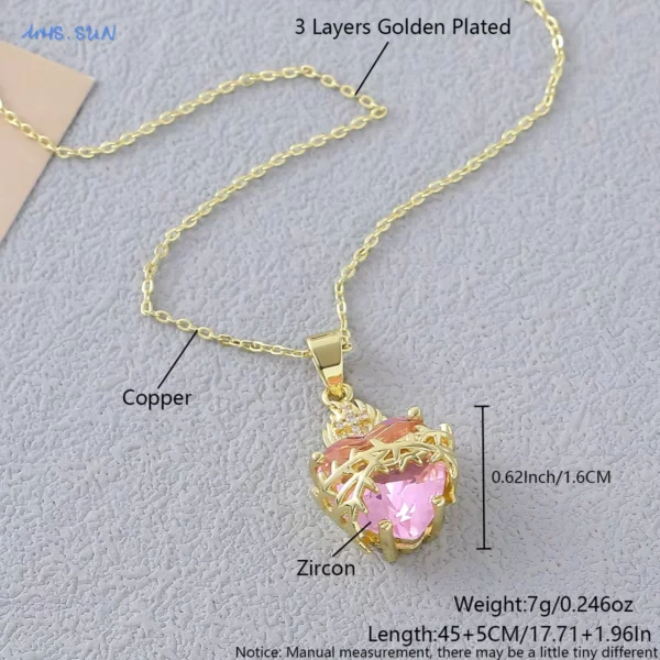 MHS.SUN plaqué or sacré coeur de jésus croix collier rouge Zircon religieux catholique pendentif colliers pour femmes filles bijoux – Image 12