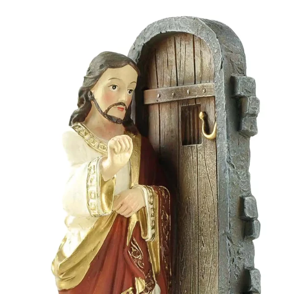 Figurine de Noël de Jésus frappant à la porte, collection faite à la main, matériau en résine pour la décoration britannique légère, 13cm – Image 5