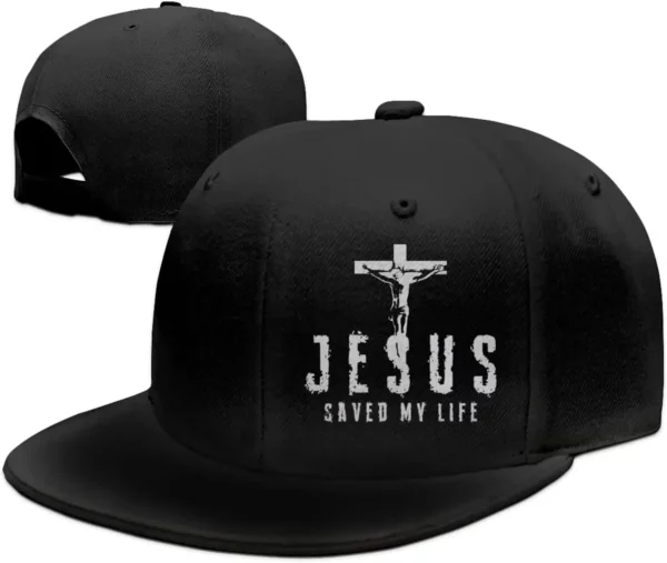 Casquette de baseball réglable pour homme, chapeaux Snapback croisés, billet plat, camionneur chrétien, Jésus a sauvé ma vie, cadeau papa, mari – Image 11