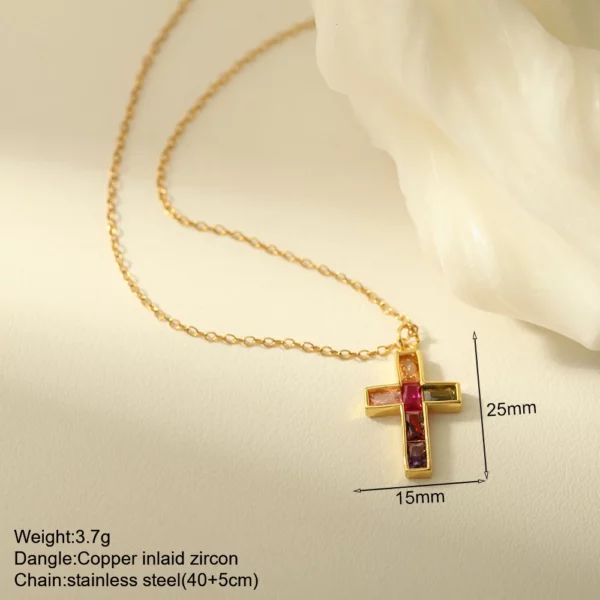 Croix Collier Pour Les Femmes Bohème Jésus Vierge Marie Choker Boho Zircon Colliers En Acier Inoxydable Longue Chaîne Nouveau Dans le cou Bijoux – Image 37