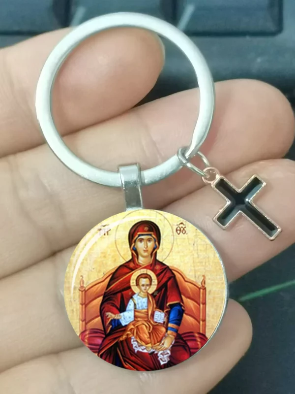 Vierge Marie, Mère des Bébés, Porte-clés, Jésus Christ, Pendentif Chrétien, Religion Catholique, Bijoux en Verre, Cadeau pour Homme et Femme – Image 14