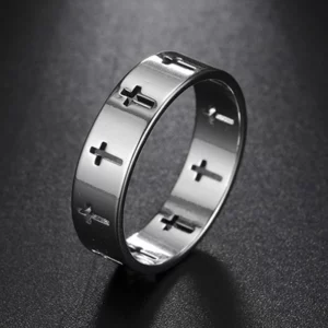 Bagues gothiques en acier inoxydable avec croix de Jésus pour hommes et femmes, matiques de couple, bijoux punk, cadeau de mariage, mode, vente en gros