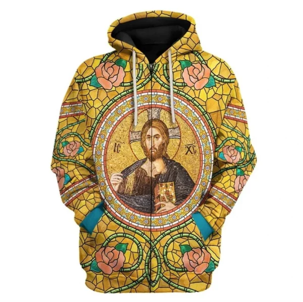 Sweats à capuche zippés College en 3D pour hommes, motif Jésus Saint, Harajuku, Streetwear Y2K, Pop, unisexe, décontracté, CombTop, Noël, le plus récent – Image 23