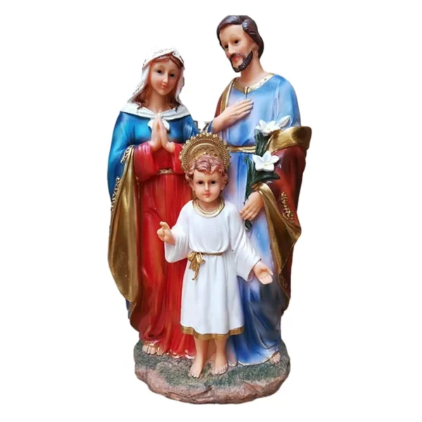 Statue de la Sainte Famille avec figurine d'enfant, figurines de Marie Joseph, figurine de Jésus, art religieux à collectionner, table, voiture – Image 8