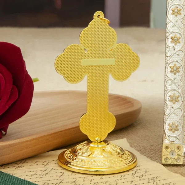 Statue de Jésus Nina ifix, croix de table de voiture plaquée or, artisanat religieux en métal, cadeau de prière pour la maison, naissance – Image 4
