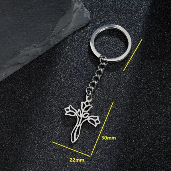 Porte-clés croix de Jésus pour femme, cerceaux en acier inoxydable, bijoux faits à la main, clé de voiture bricolage, mode gothique, christianisme – Image 9