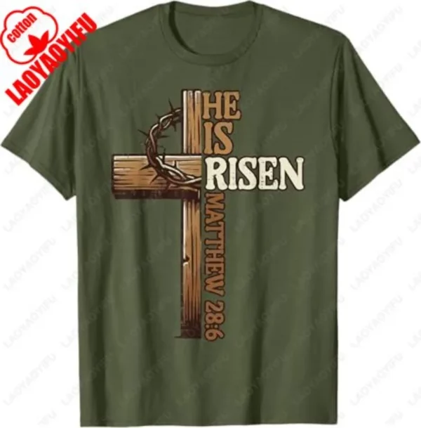 Croix de pâques il est ressuscité jésus chrétien hommes T-Shirt croix chrétienne Bible John 3:16 réflexion 0L3Q48 disant unisexe coton T-Shirt – Image 11
